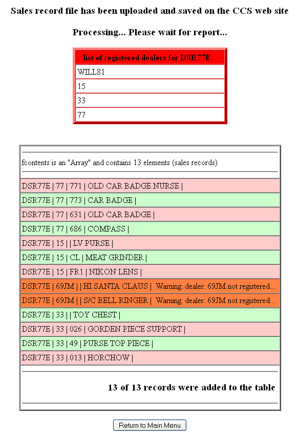 export dealer sales records -- report image