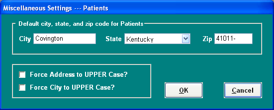 Misc Settings for adding Patients