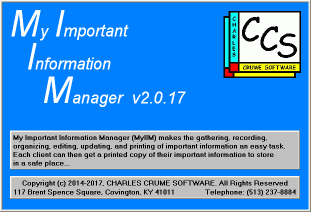 My Important Information Manager
