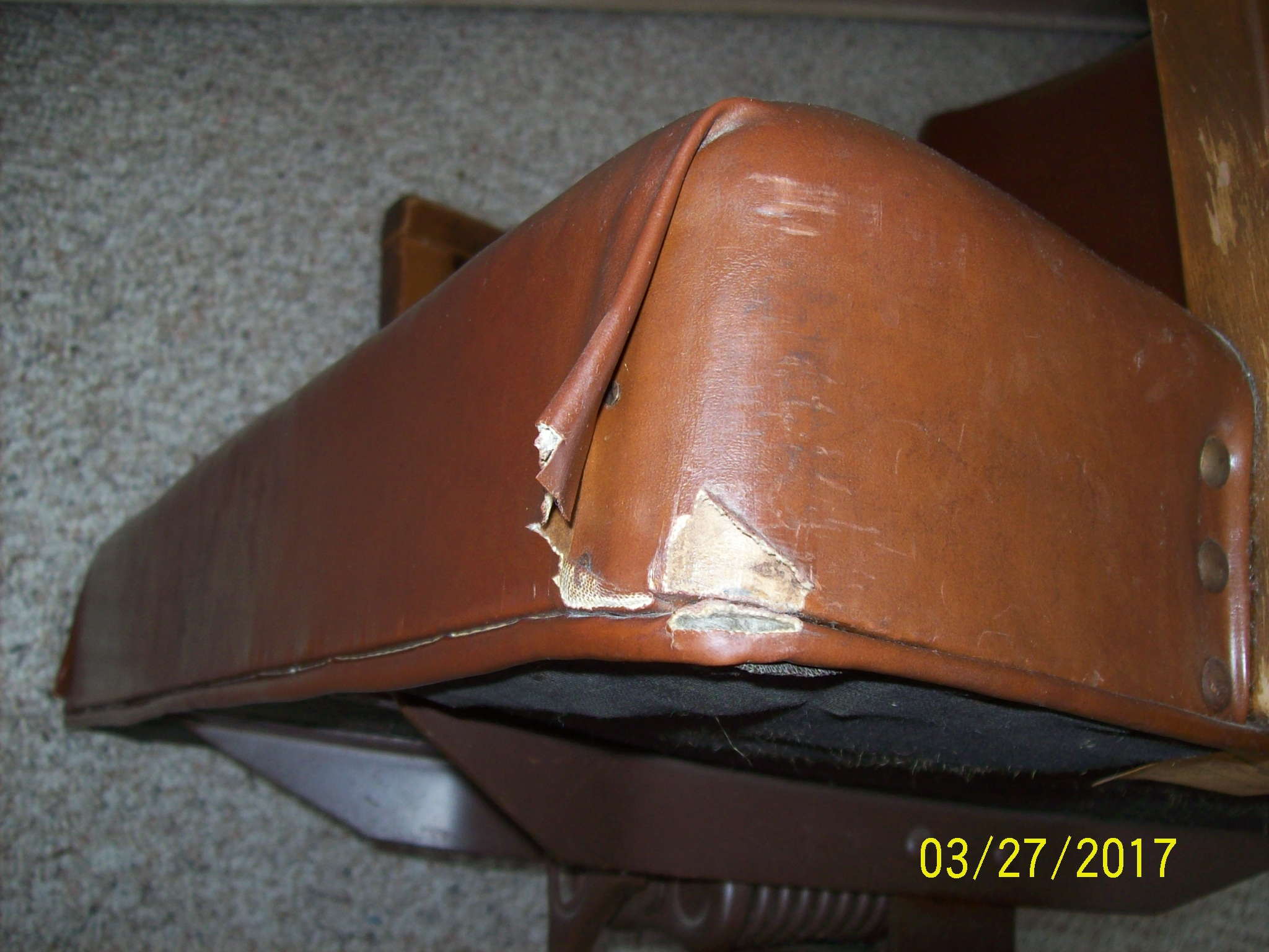 Antique Leather Office Chair -- Rocks and Swivels