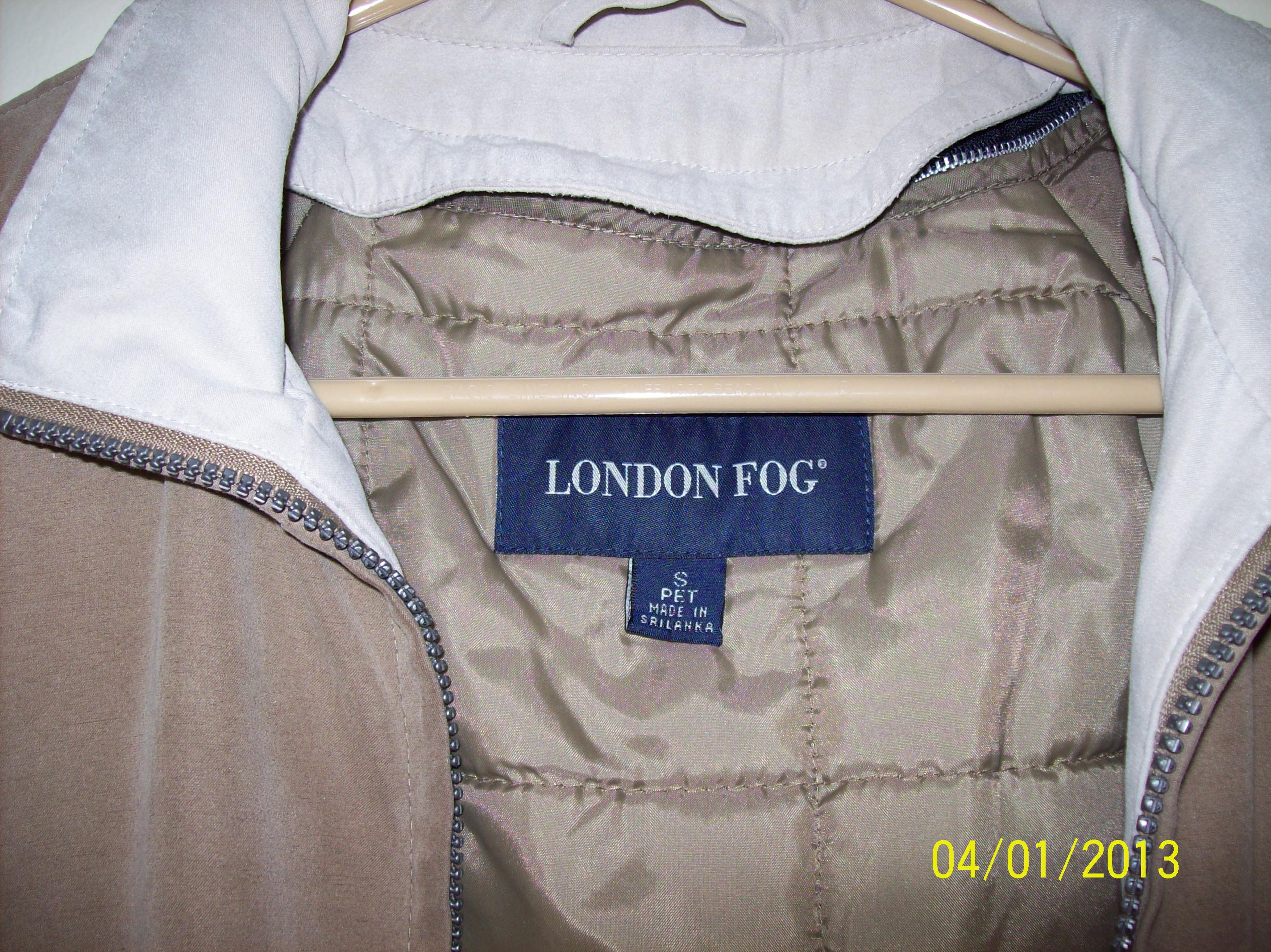 London Fog Faux Suede Jacket Tan/Beige Zip Out Liner no Hood -- Small/Petite