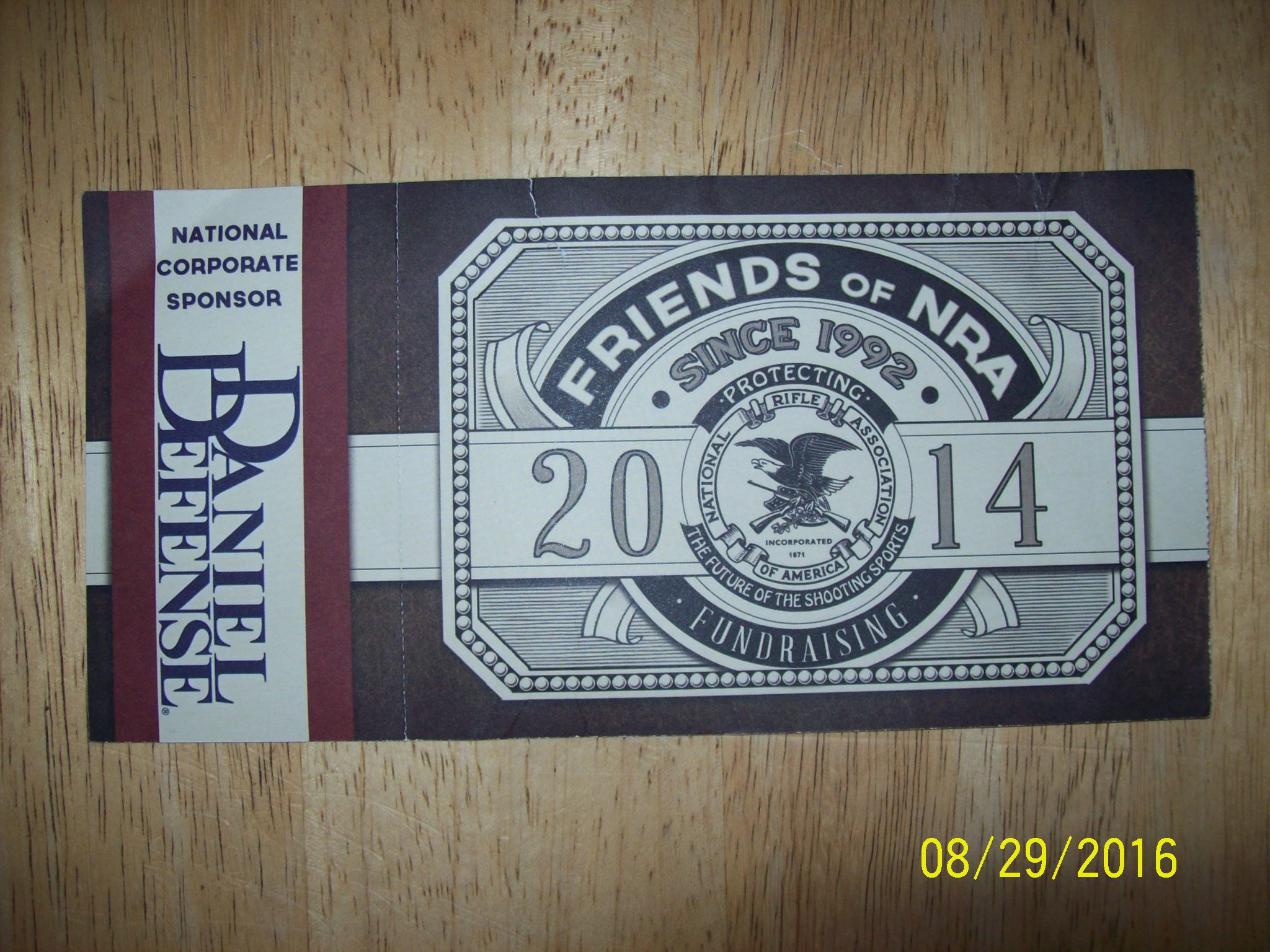 Friends of NRA 20th Anniversary shirt (1994-2014) banquet ticket and 4 stickers