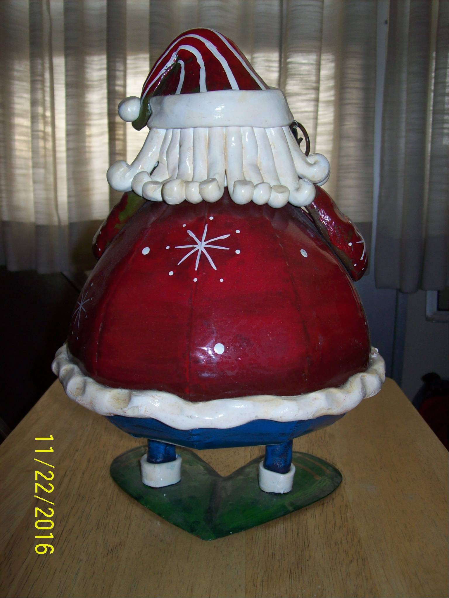 Christmas Xmas Medium Red White Blue 12" Santa Statue Figurine with Lantern