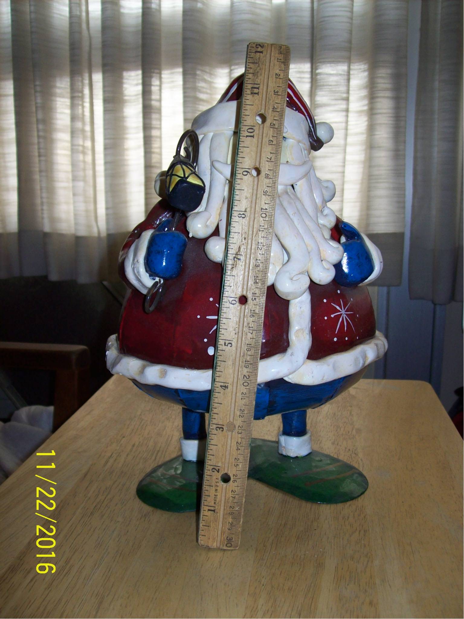 Christmas Xmas Medium Red White Blue 12" Santa Statue Figurine with Lantern