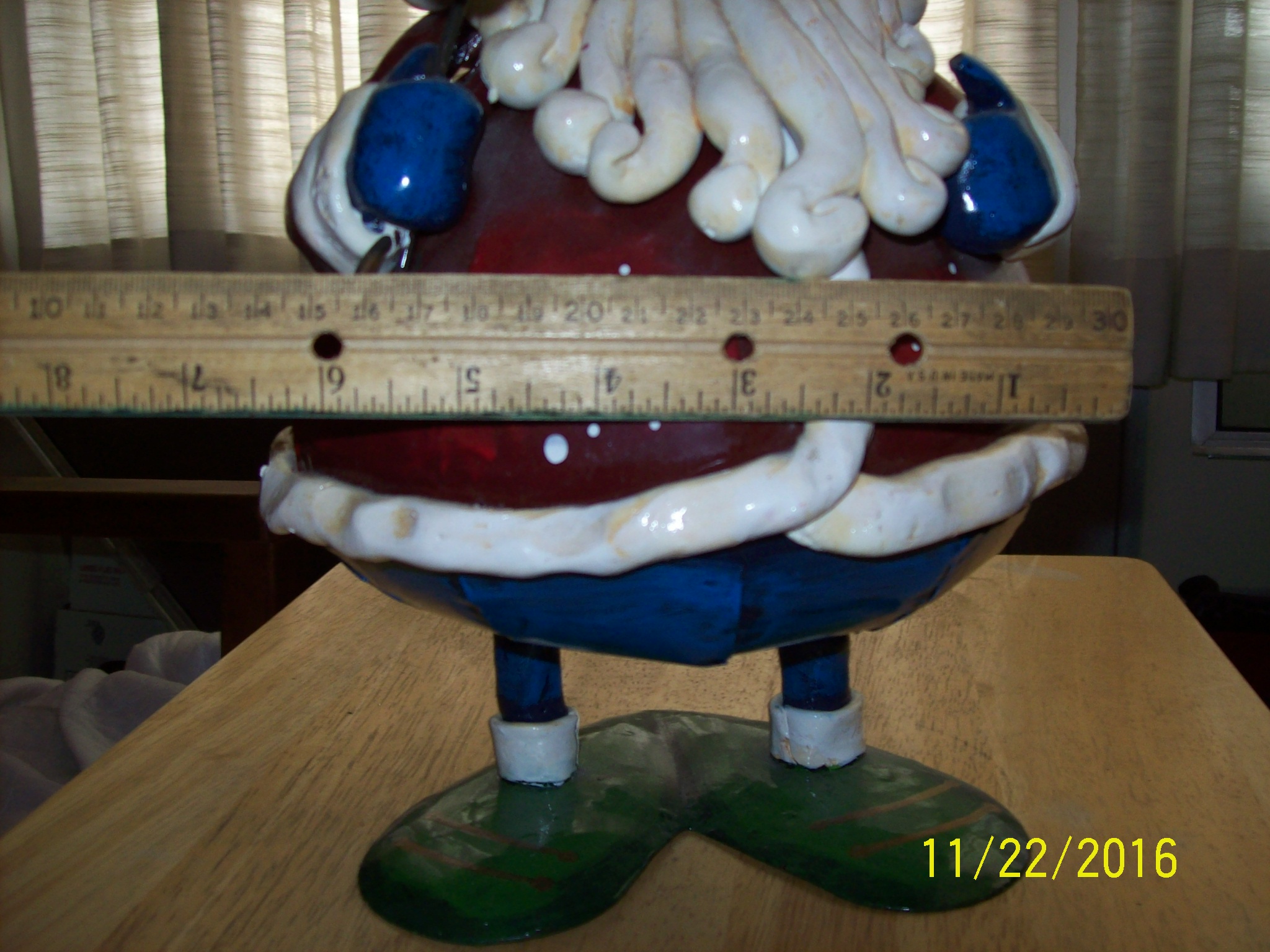 Christmas Xmas Medium Red White Blue 12" Santa Statue Figurine with Lantern