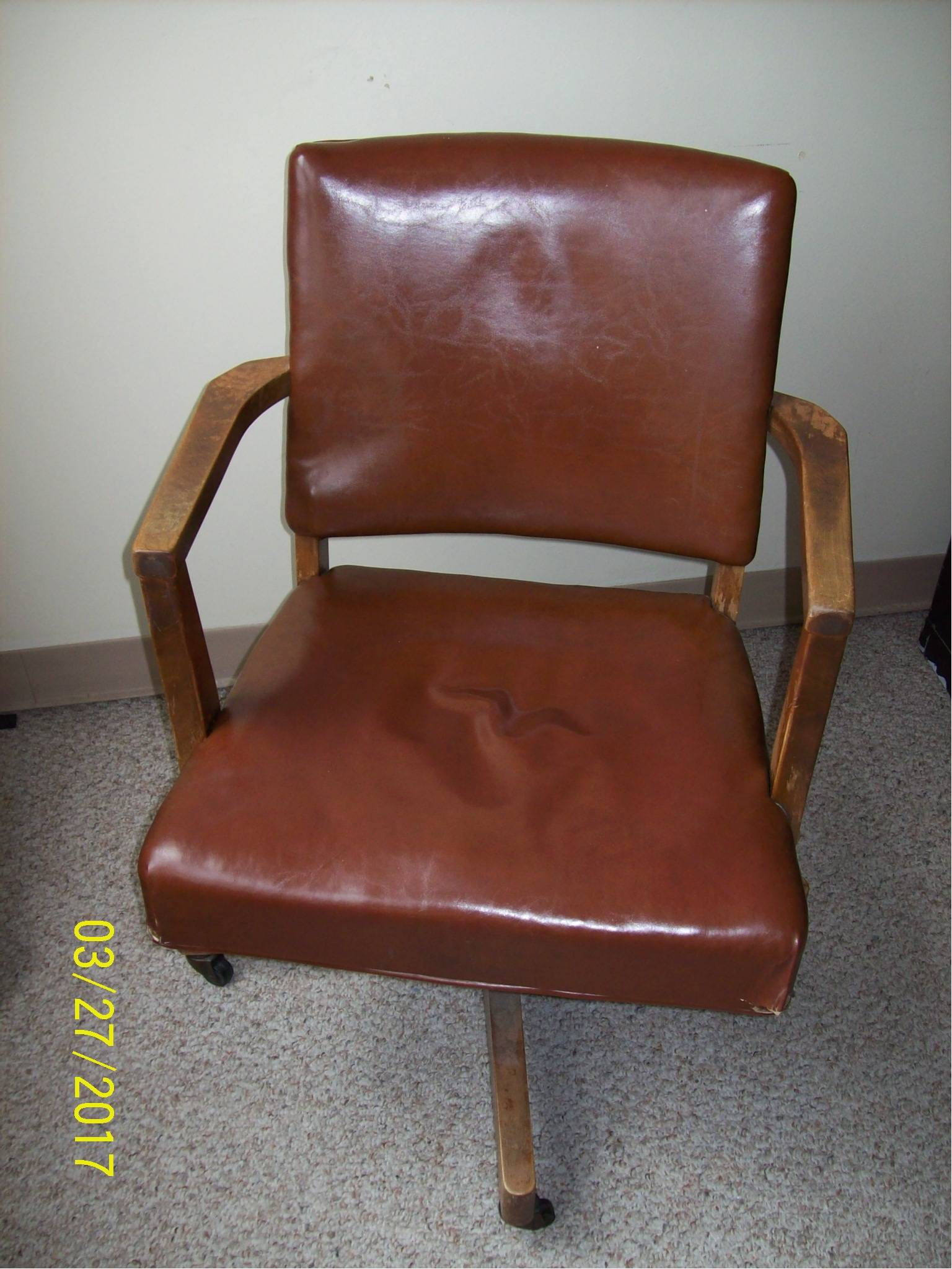 Antique Leather Office Chair -- Rocks and Swivels