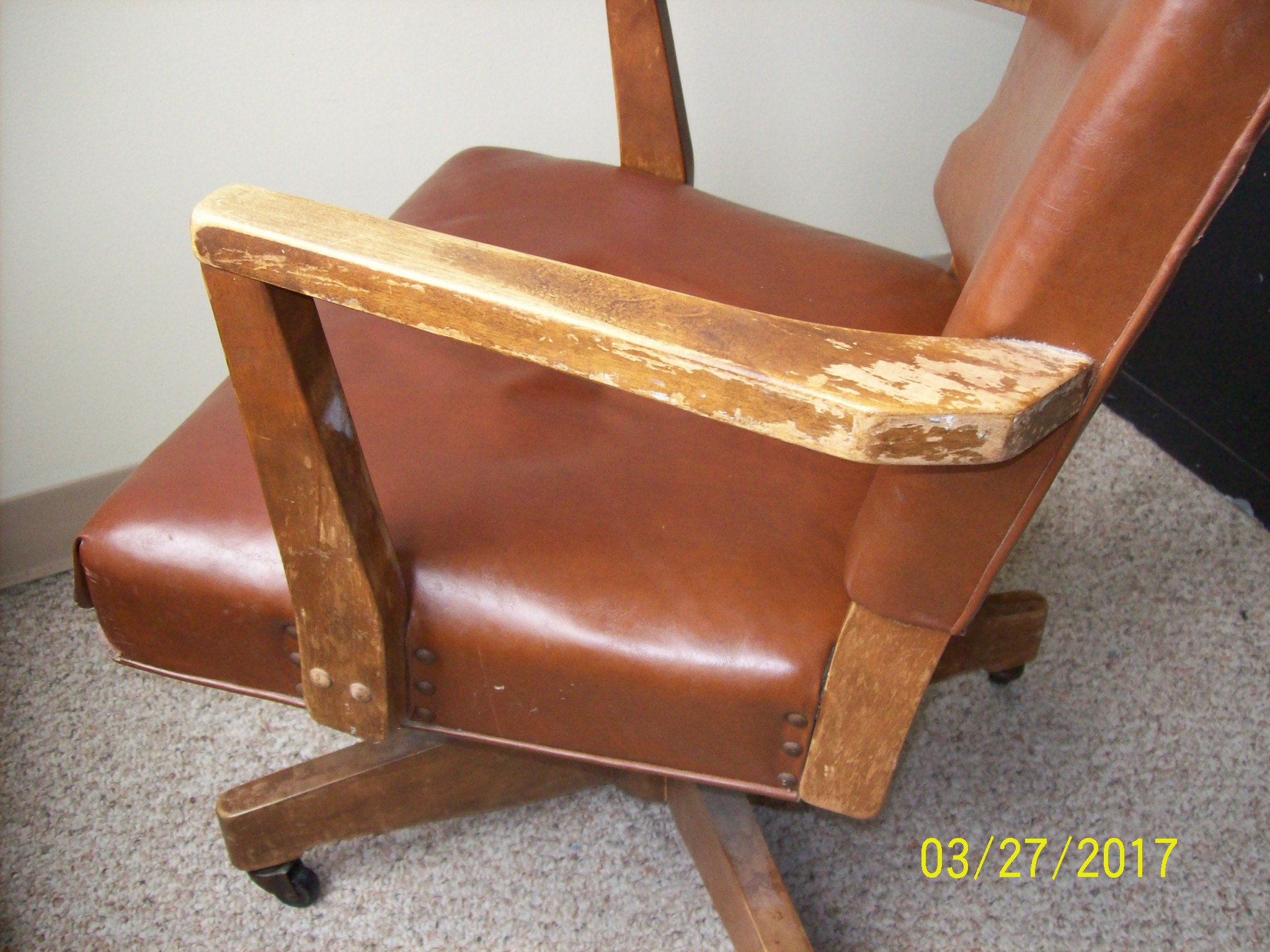 Antique Leather Office Chair -- Rocks and Swivels