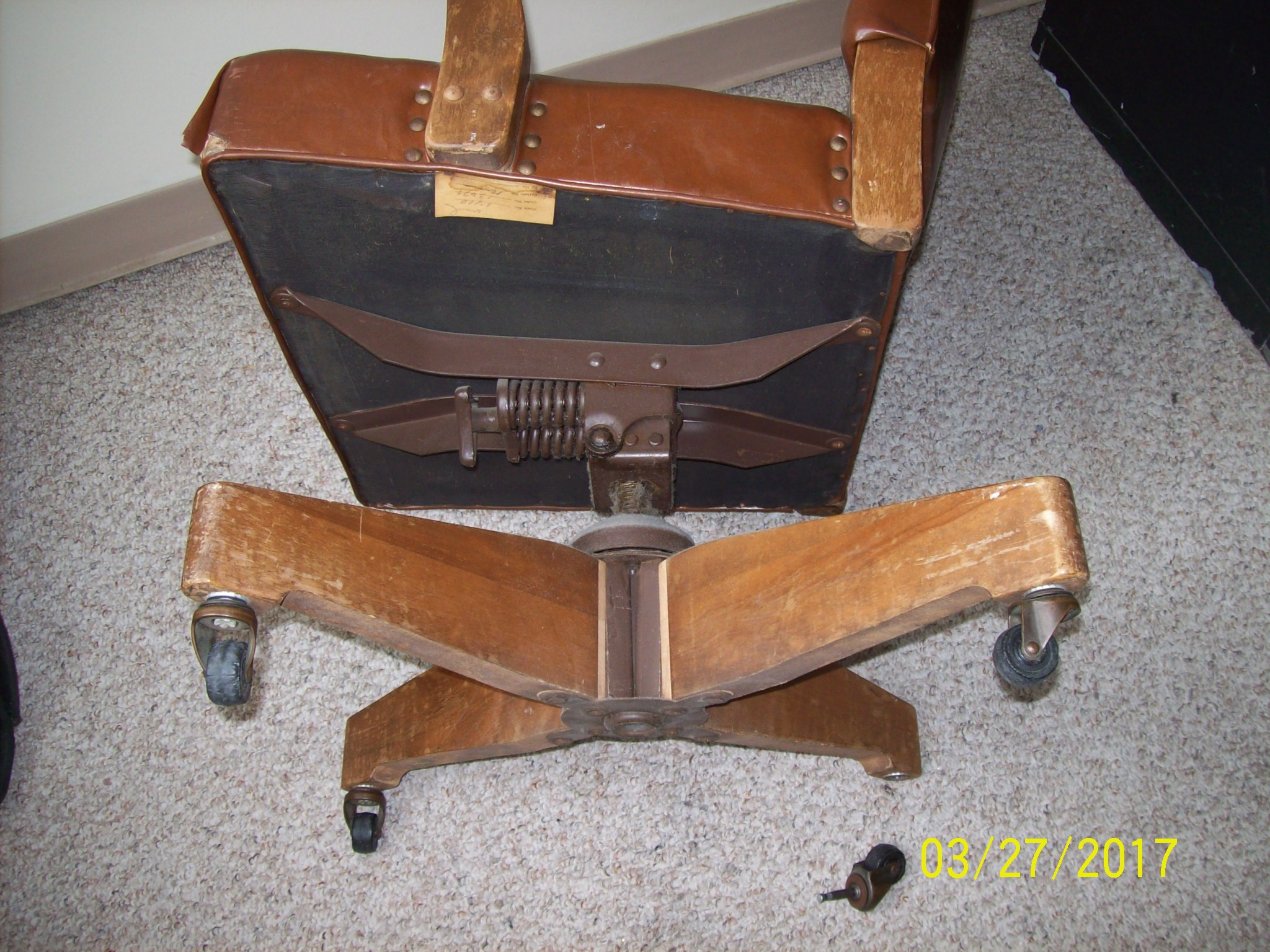 Antique Leather Office Chair -- Rocks and Swivels
