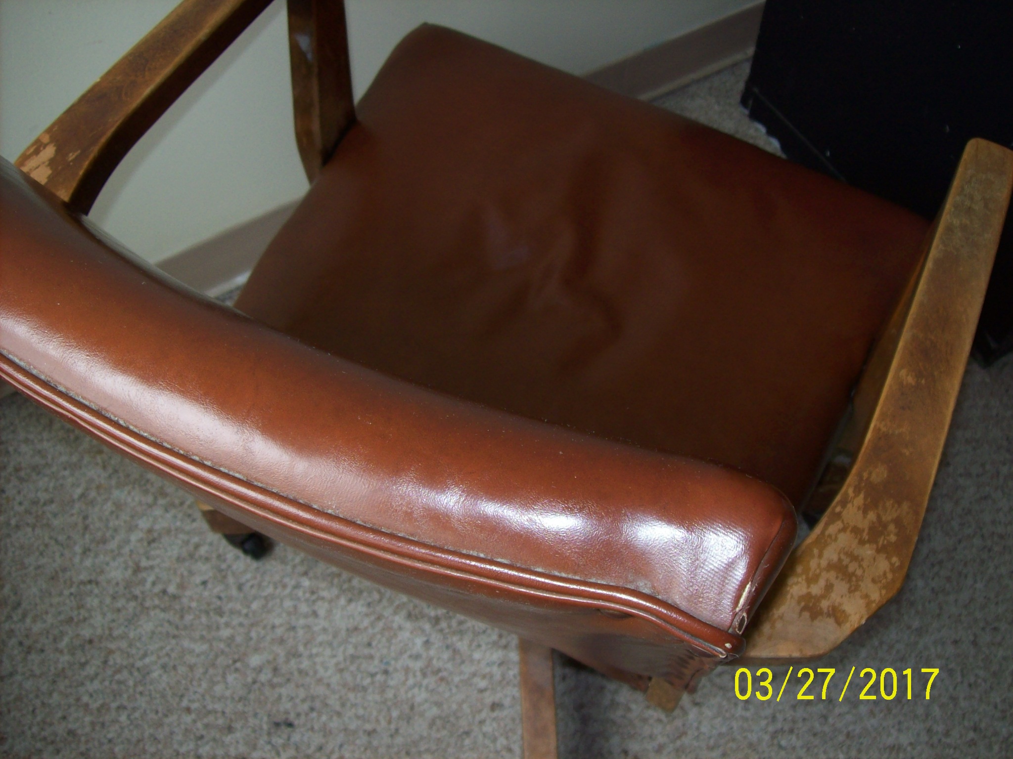 Antique Leather Office Chair -- Rocks and Swivels