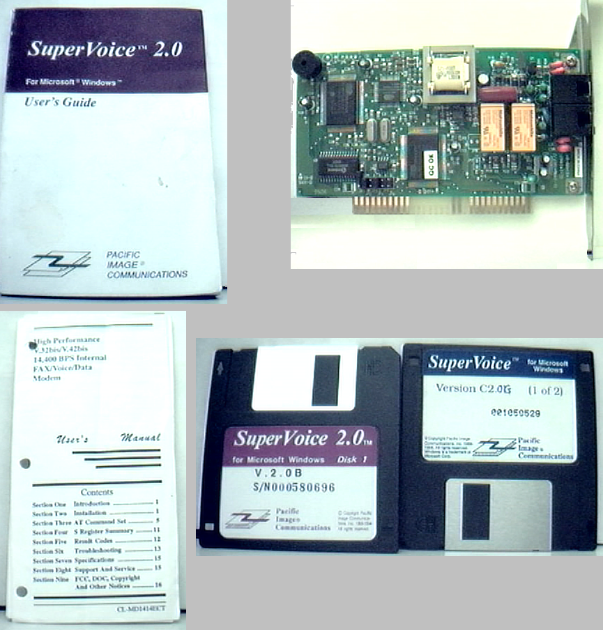 Supervoice 14.4Kbps Data/Fax/Voice Mail modem, internal, ISA bus