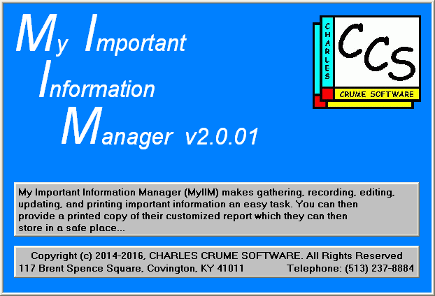 MYIIM -- My Important Information Manager -- Demo