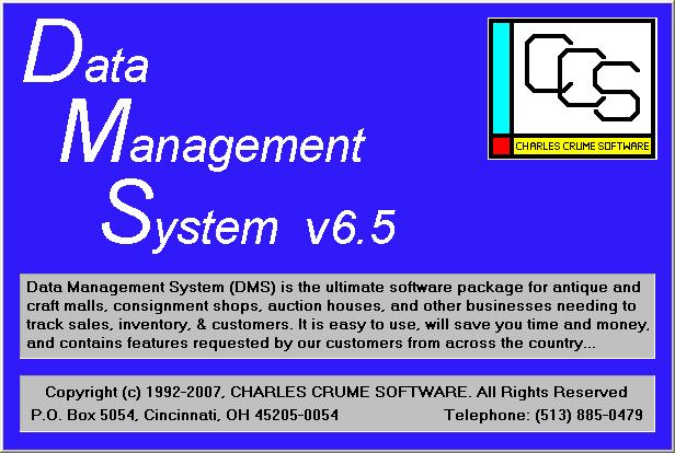 1) DEMO - Data Management System (Point of Sale Software for Antique and Craft Malls)